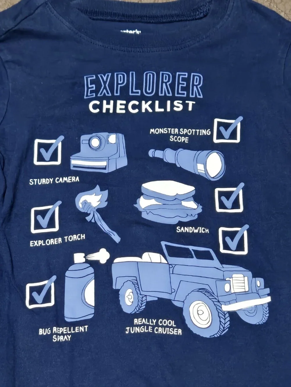 Toddler 2T long sleeves top, EXPLORER CHECKLIST